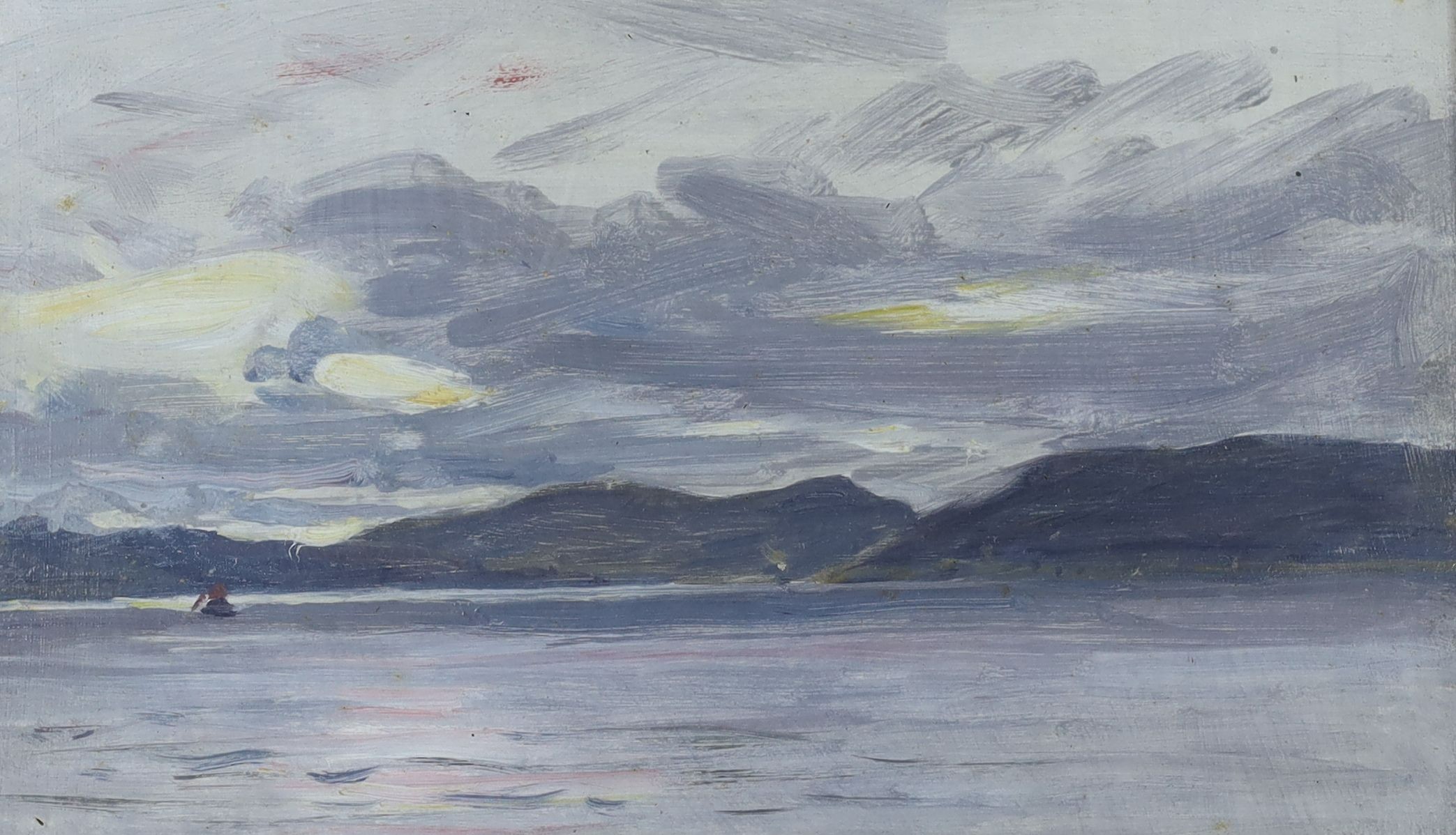 Hector Chalmers (1849-1943), oil on board, Scottish coastal landscape, signed, 16 x 28cm